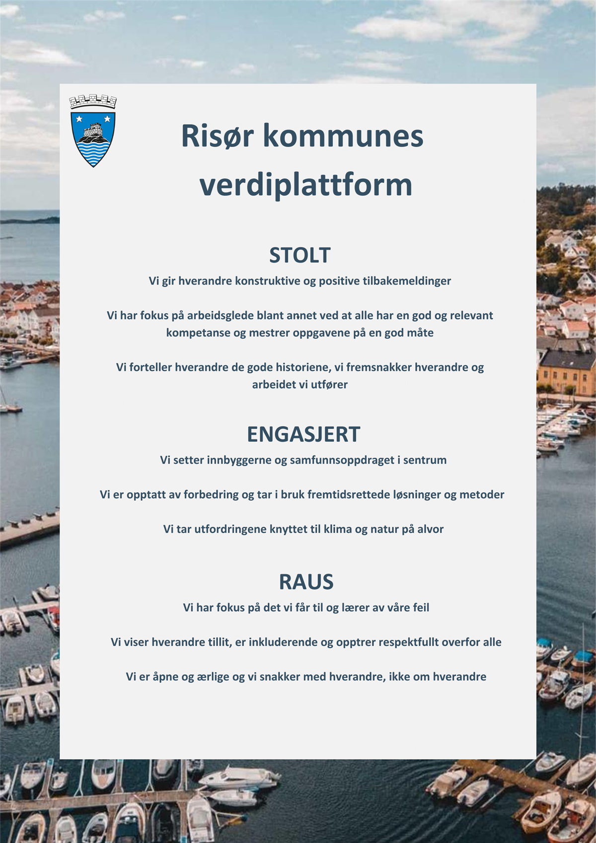 Bilde av Risør kommunes verdidokument - Klikk for stort bilde